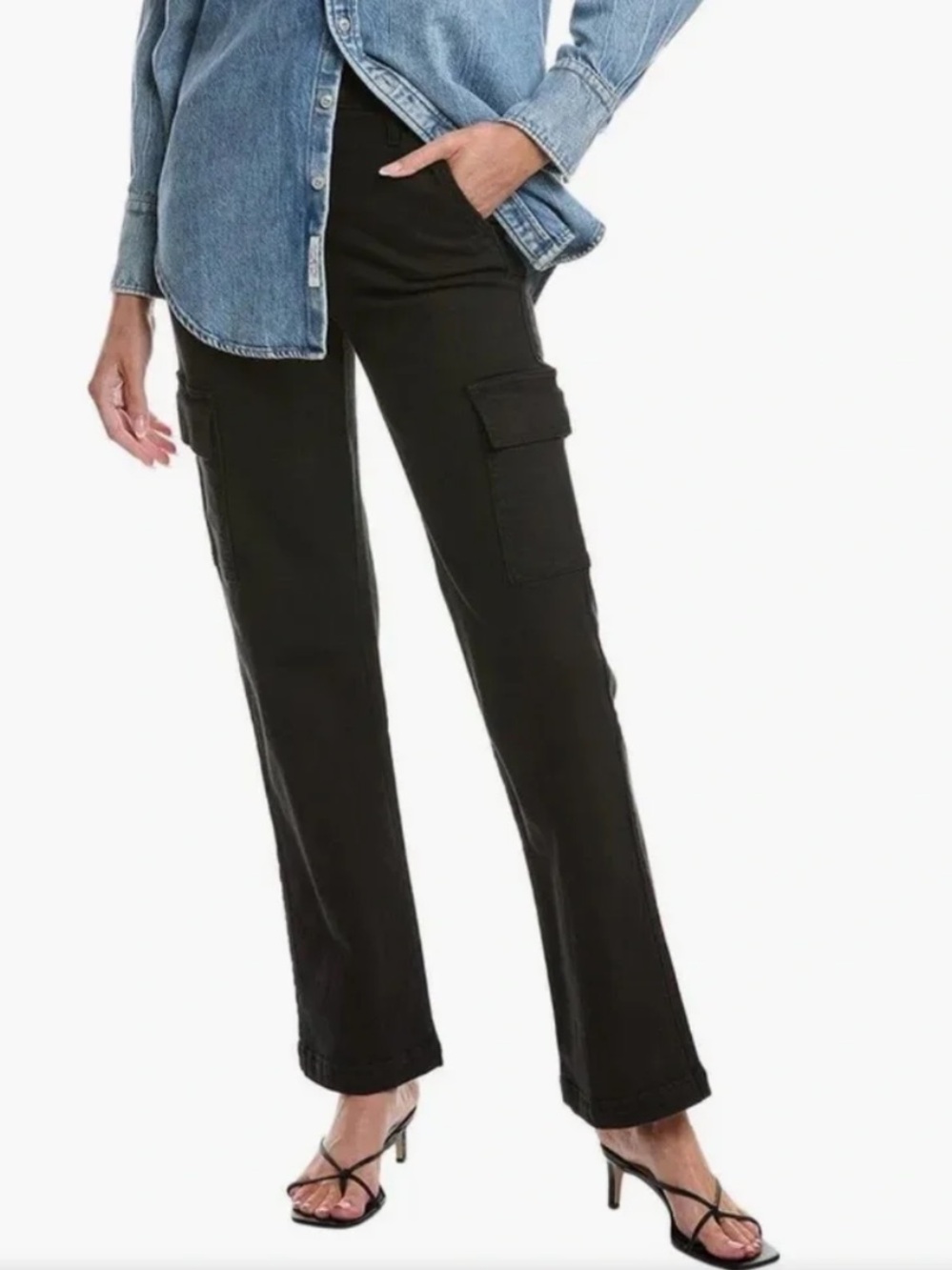 Mother The Straight Up Rambler Cargo Skimp in Pitch Black Size 24